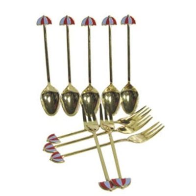 골드 IMG614T8 티스푼 포크 세트 아이스크림 숟가락 10개