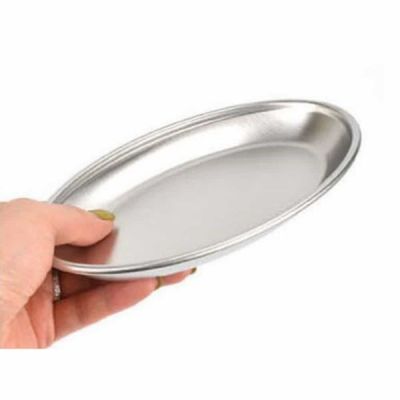 스텐 VFX785R0 타원 접시 무광 5호 스텐접시 스텐식기 카페접시