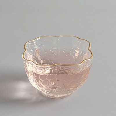 골드테두리 PKX765O8 꽃잎모양 유리찻잔 다기잔 60ml (72005A)