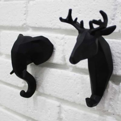 동물 MVY379C3 검정 헌팅트로피 장식 문옷걸이 소품걸이행거_코뿔소