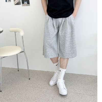 남자 POY465N1 트레이닝 버뮤다 반바지 여름 밴딩 와이드 7부 _블랙(H583)_1번