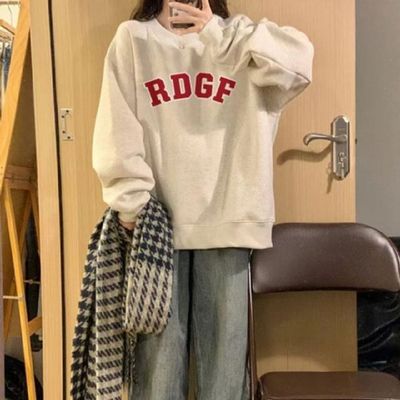 레터링 PCR229O3 넉넉한 긴팔티 여성 포인트 영문 얇은 오버핏