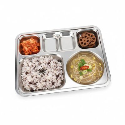 스텐27종 P6I1B0H2 18-10 사각 4찬 식판 0.5T 고급 군대식판 단체급식 구내