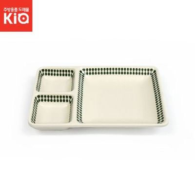 멜라민 K8I0C4D2 3칸 찬기 그린 소스접시 분할접시 소스그릇_DS-7093