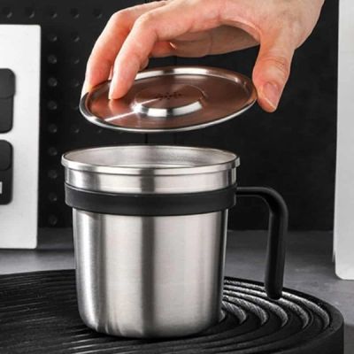 스텐 Z7G7B3X3 캠핑컵(450ml) (블랙) 캠핑커피잔 뚜껑있는컵