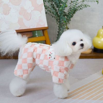 반려견 FBX785K2 체크 보아털 강아지 패션의류_블루_S