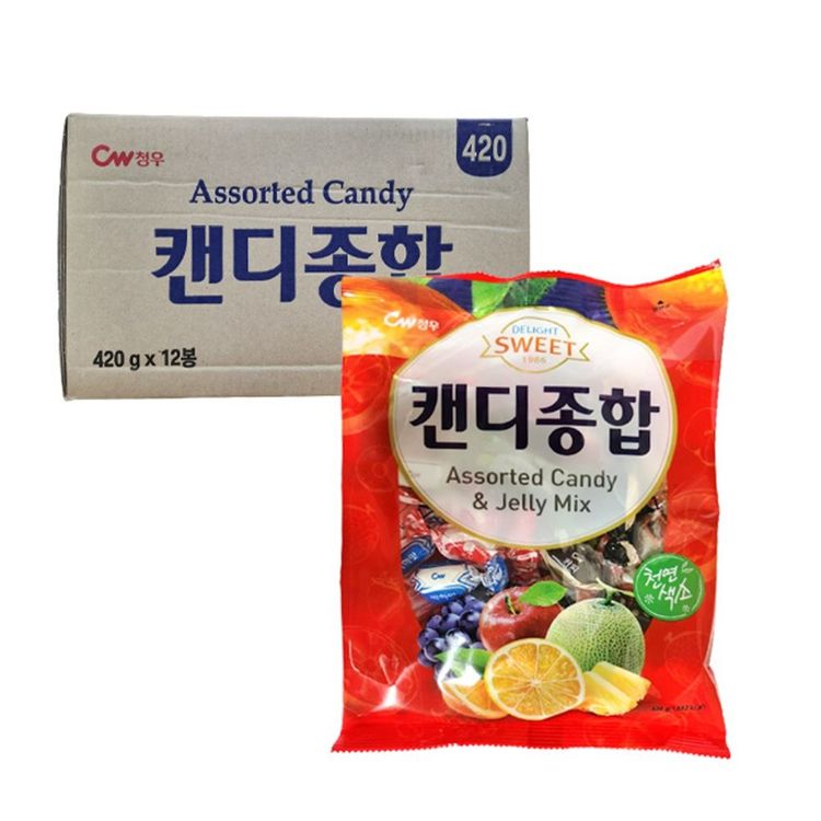 청우 캔디종합 420g 12개 1박스 믹스 과일 사탕 젤리 | 홈플러스 택배배송